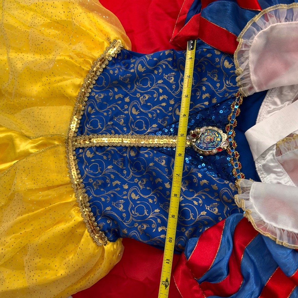 Disney Store Snow White Princess Costume Dress Blue Yellow Red Kids Size 4-6X - Picture 3 of 16